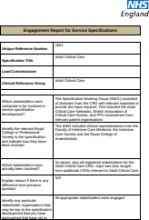 Adult Critical Care Engagement Report For Service Specification